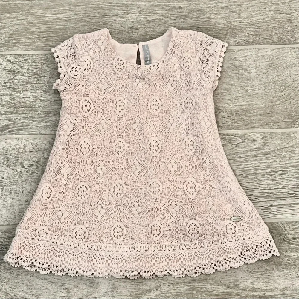 Mimo & Co Baby Girl Lace Dress Size 24 Months Blush Pale Pink